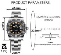Reloj De Pulsera Mecánico Para Hombre ADDIESDIVE Lujo Cristal De Zafiro Resistente Al Agua 200M Luminoso Acero Inoxidable Analogo AD2064 - details 2