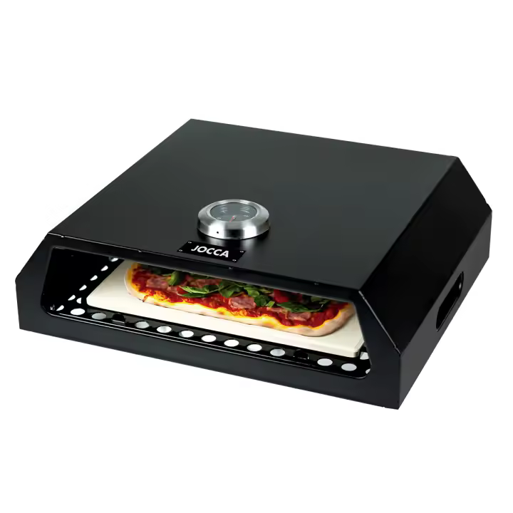 Horno para pizza Jocca: Accesorio para barbacoa de acero inoxidable con piedra para pizzas, termómetro integrado y asa para fácil traslado. ¡Plato preparado en 3-5 minutos! Apto para barbacoas de carbón o gas. No requiere montaje. - 1