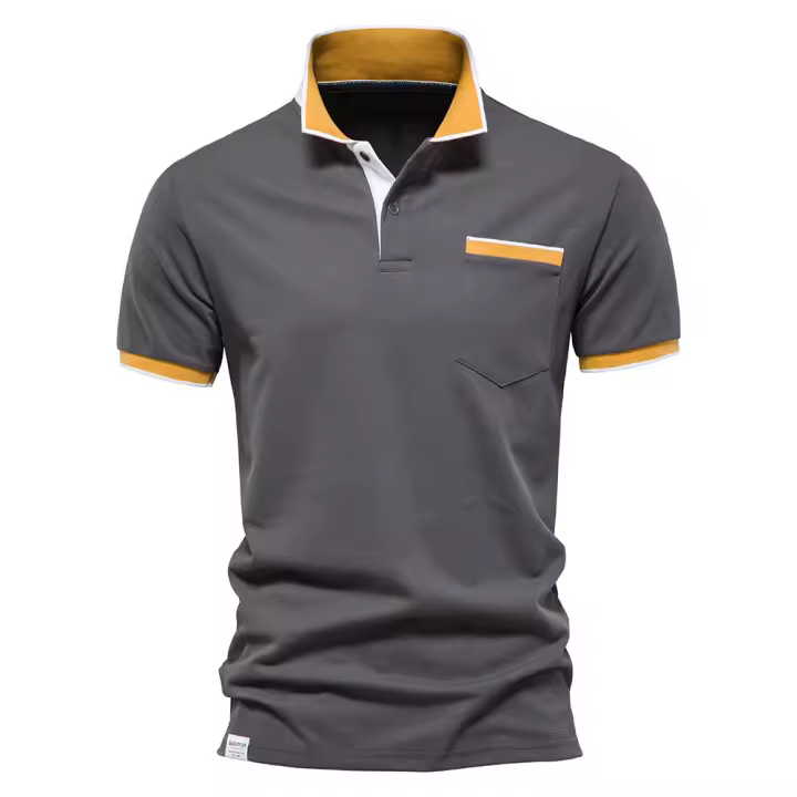 Los deportes respirables de la solapa del verano de la camiseta del polo de los hombres que empalman la manga corta del polo de los hombres del bolsillo - 1