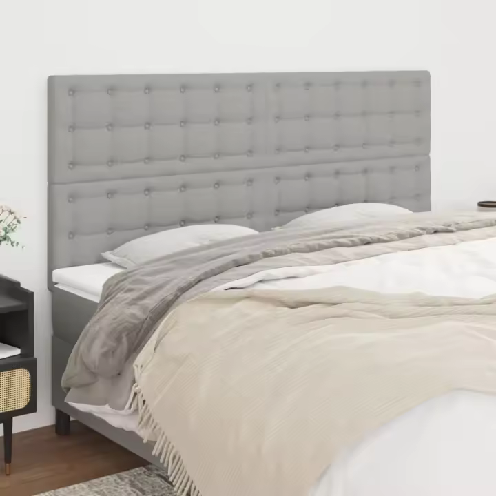 vidaXL Cabeceros 4 unidades de tela gris claro 90x5x78/88 cm - 1