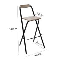 ARISE SHOP-Taburete de bar Plegable con Respaldo,Silla Plegable de Metal y Madera,Taburete portátil para el hogar,jardín,comedor,Terraza 47,5 x50 x H. 98 cm - details 1
