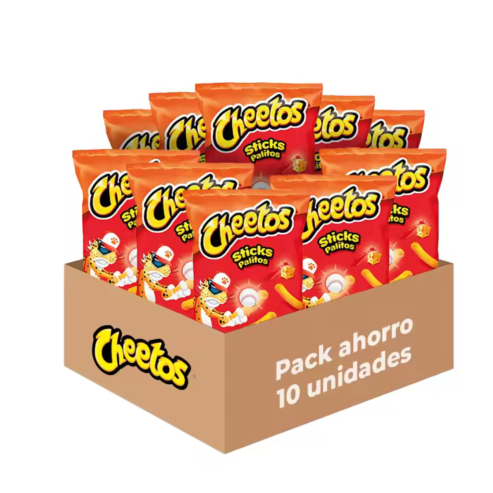 Cheetos Sticks - Palitos Crujientes con Sabor a Queso y Ketchup, Pack de 10 Bolsas del Delicioso e Irresistible Aperitivo de Maíz, Snack y Aperitivo, Total: 10 x 96g = 960 g - 1