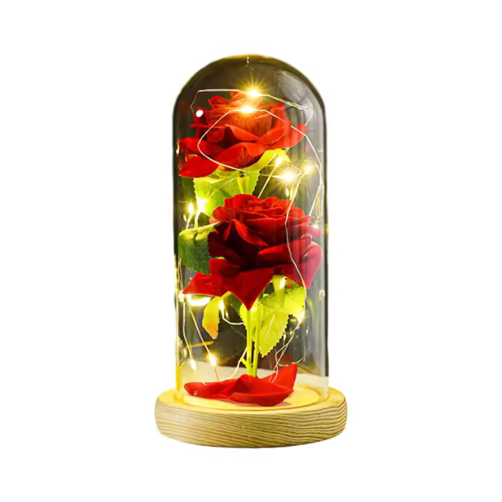 Gift de Flores conservadas, Rosa Iluminada EN LA Cúpula de Cristal, Regalos de Flores de Rosas eternas para siempre - 1