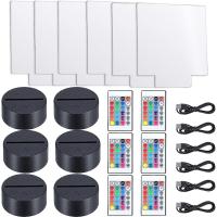 Iluminación Nocturna LED 3D Con 6 Soportes De Luz Y 6 Cables USB 6 Control Remoto 6 Hojas De Acrílico Transparentes Para DIY - details 0