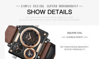 Reloj Deportivo Para Hombre Oulm Estilo Único Diseñador Calidad Superior Cuero Y Tela Reloj De Cuarzo Moda Resistente Al Choque - details 4