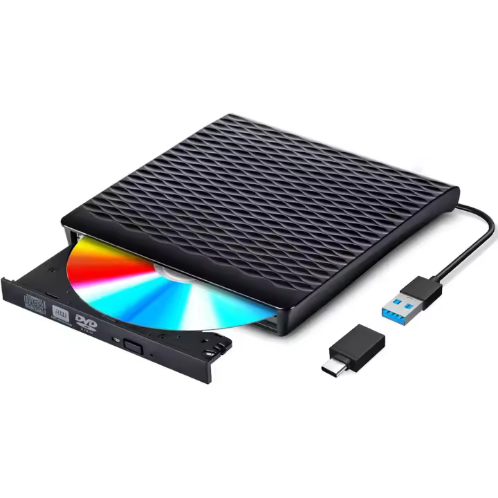 Grabadora CD/DVD Externa USB 3.0, Unidades de DVD Externa Portátil CD/DVD /-RW/ROM Estable con Lector - 1
