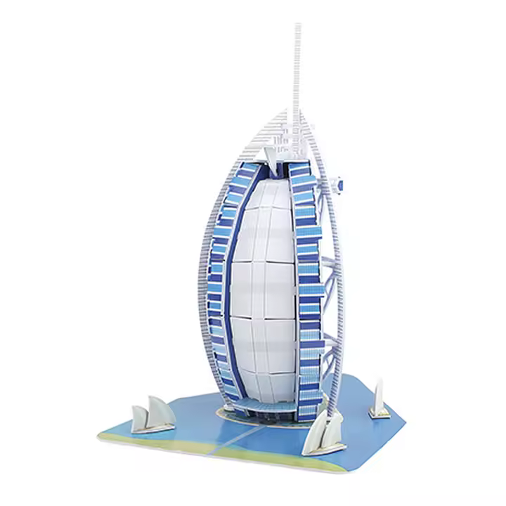 DAM. Puzle 3D de cartón del Hotel Burj Al Arab en Dubai. 33 piezas. 20x25x31cm. - 1