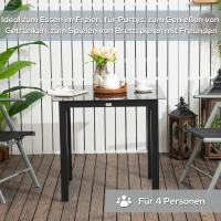Mesa de Jardín cuadrada, apta para 4 personas, Mesa de Terraza con tapa de Cristal Templado, Aluminio Negro 80x80x74cm, para Jardín y Balcón - details 0