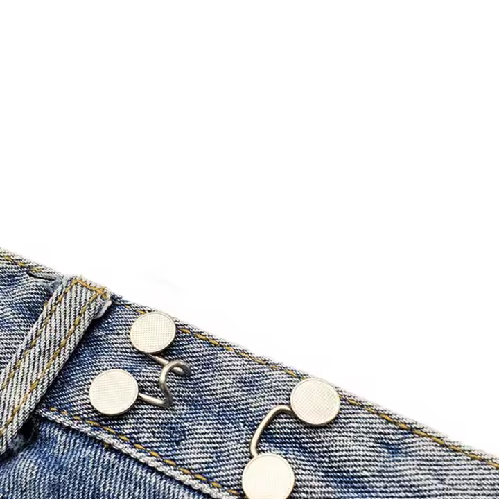 Juego De 2 Piezas De Cierres De Cinturón De Metal Ajustables Para Jeans Sin Necesidad De Taladro Cierre De Abrazadera Desmontable Y Reutilizable Material De Aleación De Zinc - 1