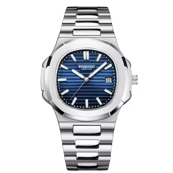 Reloj De Cuarzo Para Hombre BINBOND Marca Lujosa Resistente Al Agua Con Fecha Reloj De Pulsera De Acero Inoxidable Estilo Business - 1