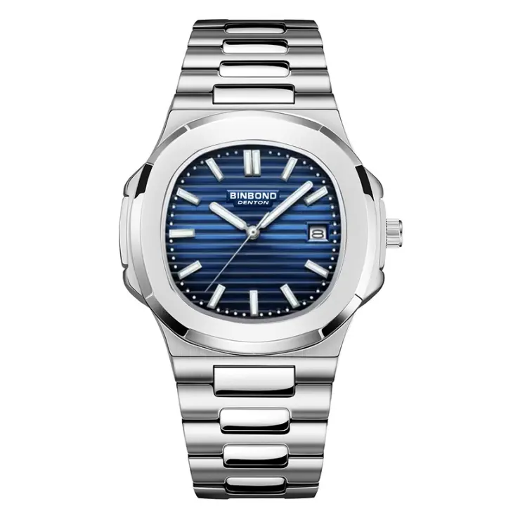 Reloj De Cuarzo Para Hombre BINBOND Marca Lujosa Resistente Al Agua Con Fecha Reloj De Pulsera De Acero Inoxidable Estilo Business - 1