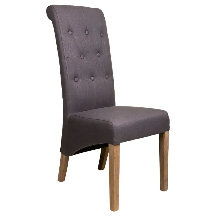 WANDERLUST DECO Silla de madera tapizada gris 44x58x48/107h cm - 1