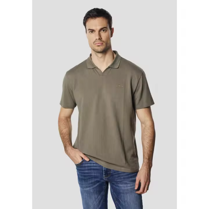 Koroshi - Polo hombre manga corta oversize de algodón con cuello abierto estilo johnny para looks urbanos y verano - 1