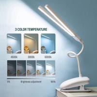 Lámpara De Lectura LED Con Doble Cabeza Luz De Estudio Protección Ocular Para Dormitorio Y Sala De Estar Con Clip Luz De Escritorio - details 0