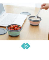 Juego De 3 Piezas De Caja De Almuerzo Plegable En Silicona Taza De Ensalada Plegable Con Tapa Contenedor De Alimentos Para Camping Y Exteriores - details 7