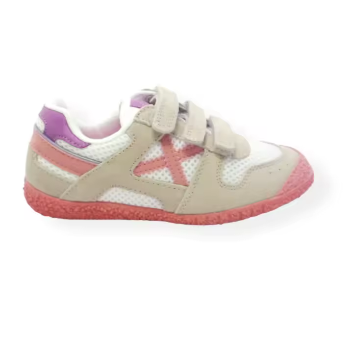 DEPORTIVO CASUAL MUNICH MINI GOAL BEIGE CON VELCRO AJUSTABLE - 1