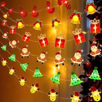 Cadena De Luces Navideñas 2M Con 20 LEDs De Santa Claus Y Navajas De Nieve Encendidas Por Batería Para Fiestas De Año Nuevo Y Bodas Decoración De Arco Iris De Hadas - details 5