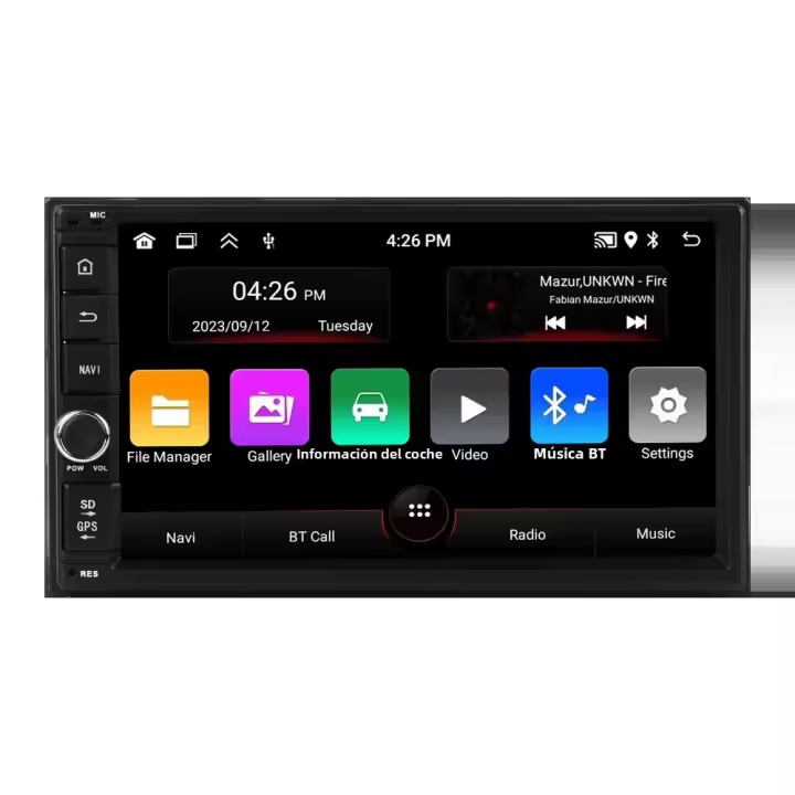 Navifly 2 Din Universal Car Radio 7 Pulgadas Android Autoradio Multimedia Player Con Wireless Carplay Y Android AUTO Botón Izquierdo Soporte Para Control Del Volante Y Redes 3G/4G - 1