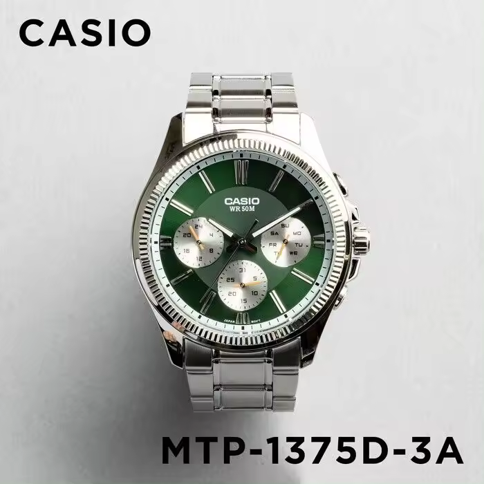 Reloj deportivo hombre Casio Enticer MTP-1375D-3A dial negro correa de acero resistente al agua 50m - 1