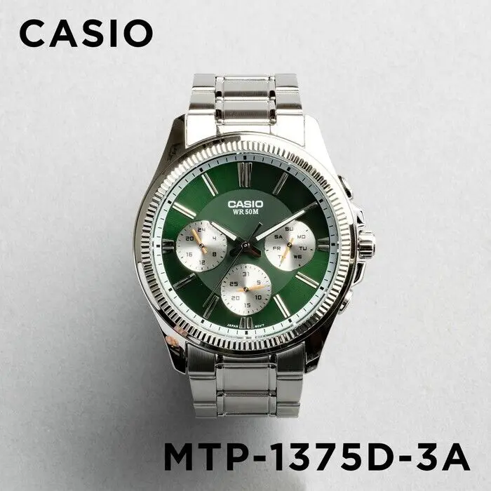Reloj deportivo hombre Casio Enticer MTP-1375D-3A dial negro correa de acero resistente al agua 50m - 1