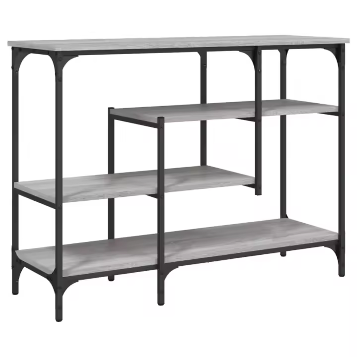 vidaXL Mesa consola con estantes 100x35x75 cm Negro, Roble Sonoma, Roble ahumado Mesa de sofá Mesa de Entrada para Salón Consola de Entrada Mueble Recibidor Mesita Mesa auxiliar Salon - 1