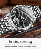Reloj De Pulsera Automático Para Hombre OLEVS Estilo Business Impermeable Con Correa De Acero Inoxidable Calendario Esqueleto Display Numeral Romano - details 19
