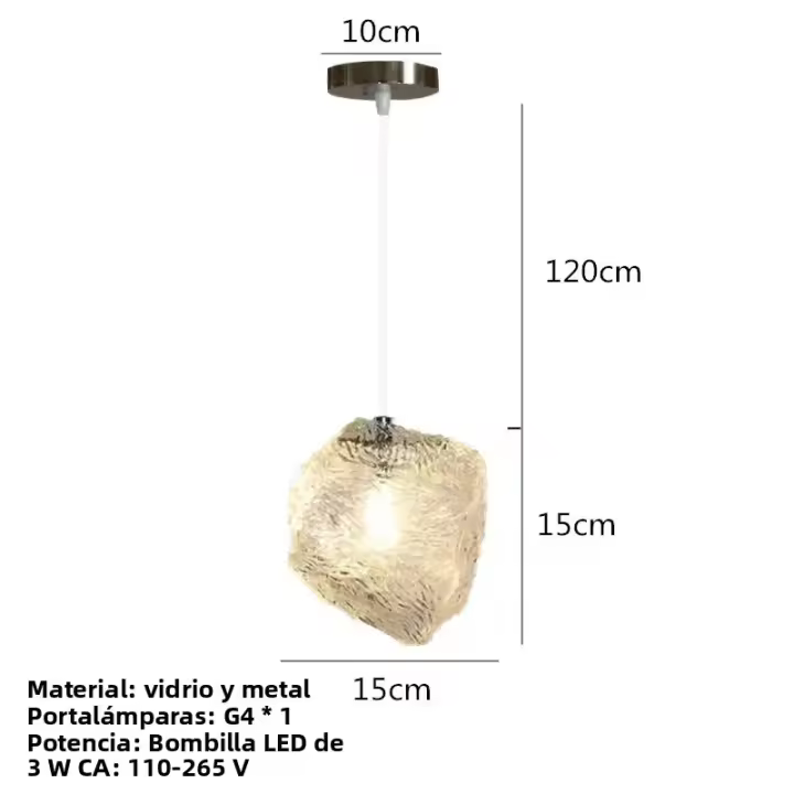 Lámpara Colgante Nórdica Sencilla Creativa Con Piedra Y Vidrio En Forma De Hielo Para Escalera Comedor Dormitorio Bar Moderno - 1