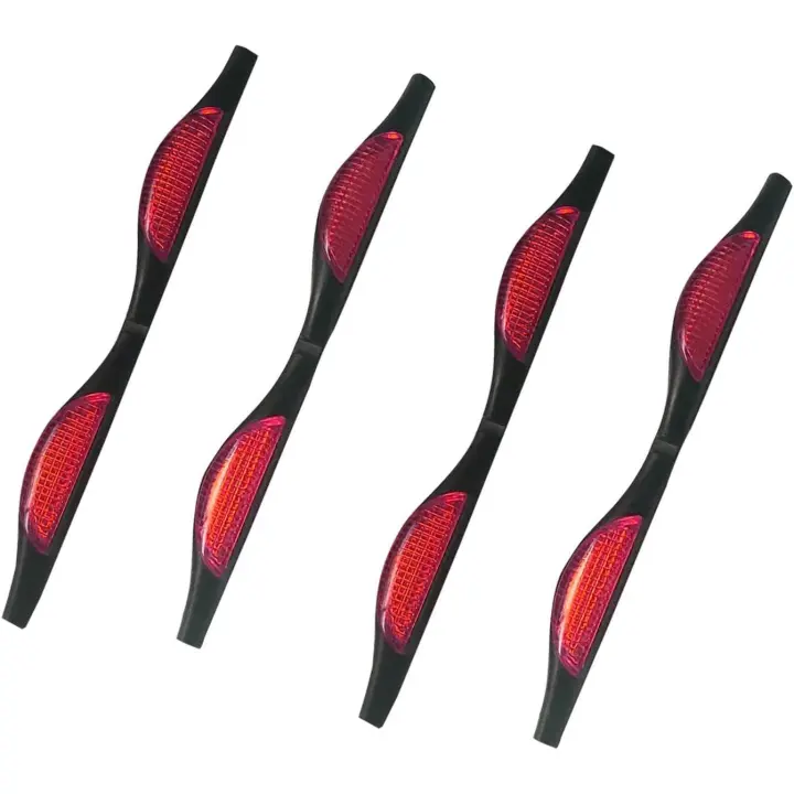 Paquete de 4 protectores para puertas de coche, protectores para bordes de puertas, reflectores para abolladuras, con clip para protección contra rayones en la puerta delantera y trasera del coche (rojo) - 1