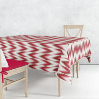 La fabrica de las telas-Mantel loneta algodón estampado rojo dibujo mallorquin.Color verde,lavable,decoración hogar cocina, salon,comedor. - details 0