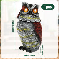 1/2Pcs Despavoridor De Pájaros Solares En Resina Con Ojos Parpadeantes Y Cabeza Giratoria Estatua De Buho Para Jardín Lawn Decoración De Exterior - details 1