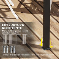 Outsunny Pérgola de Jardín 3x3 m Cenador para Exterior con Techo y Paredes Laterales Retráctil Marco Metálico Impermeable para Terraza Patio Beige - details 5