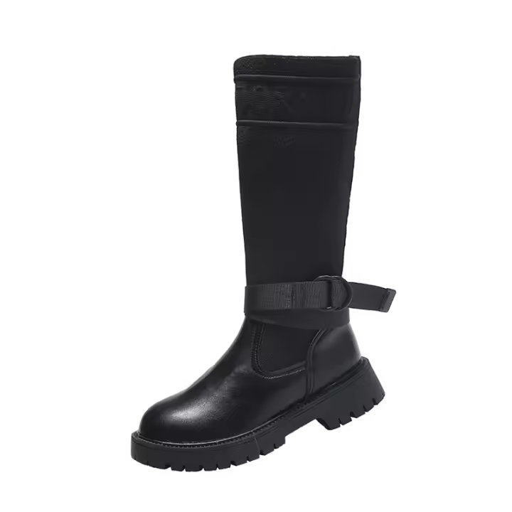 Botas Largas Para Mujer Nuevas De Lana Elásticas Botas Retro Con Suela Gruesa Botas De Rodilla Elegantes Zapatos Para Mujer - 1