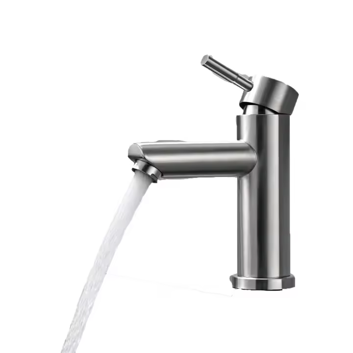 Baño de grifo, Mezclador de lavabo de una sola palanca de acero inoxidable 304, Grifo de lavabo caliente y frío ajustable - 1