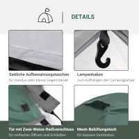 2 personas Tienda de campaña 190T with clavos Tienda de campaña de Copa de Fibra de Vidrio poliéster gris 325x183x130 cm - details 5