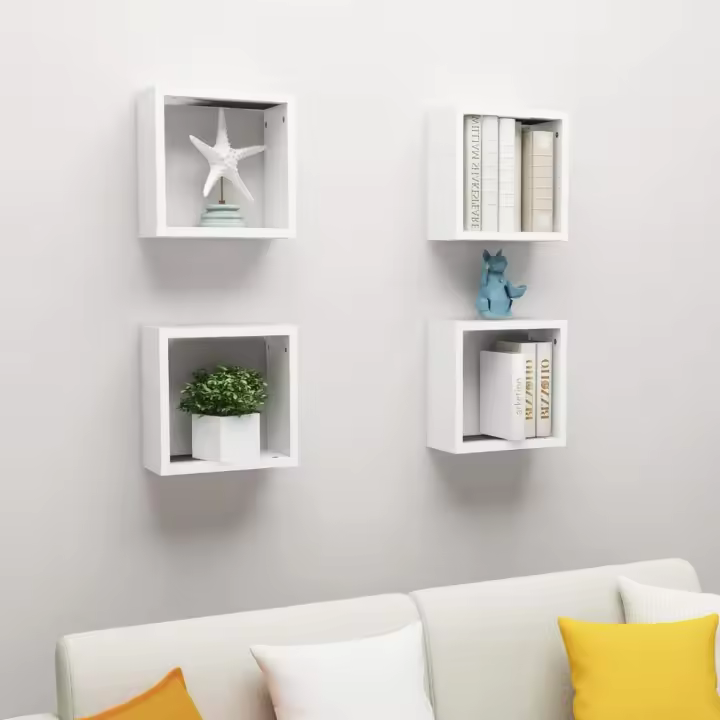 Estantes cubo de pared 4 unidades blanco 30x15x30 cm - 1