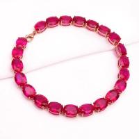 Pulsera De Lujo Para Mujer Con Incrustaciones De Rubí Y Oro Rosa Plateado Clásico Joyería De Cuentas En Forma Elíptica - details 7