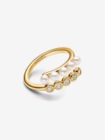 Pandora - Anillo Abierto with Perlas cultivadas de Agua Dulce tratadas y Piedras-Baño de Oro de 14K - details 0