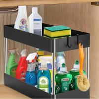 Organizador De Estante De 2 Niveles Para Baño Y Cocina Soporte Multipropósito Para Armario Debajo Del Grifo En Casa - details 5