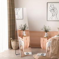 Con base de suelo, 45x160 cm, Espejo de comparación, Espejo para arsario, Espejo para dormitorio y Salón, Espejo de vestido, color Plisado. - details 0
