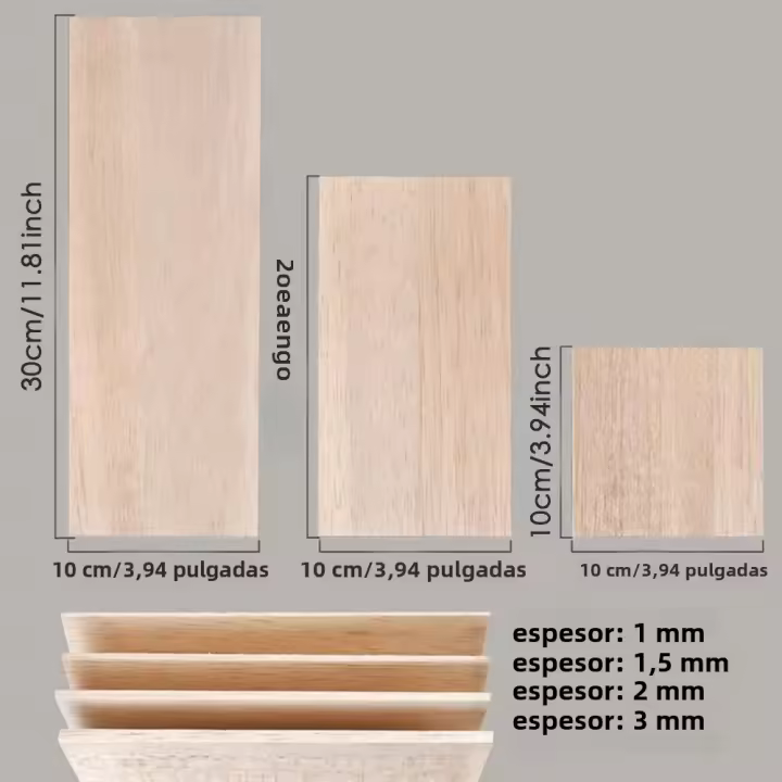17 Piezas De Tablero De Madera De Basswood 1.5MM Para Manualidades Y Juguetes De Artesanía Espesor Fijo De Madera - 1