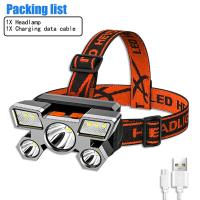 Linterna Frontal LED De Alta Brillo 5LED Para Exteriores Y Pesca Recargable Por USB Lámpara Minera Portátil Con Fuente De Luz Potente - details 3