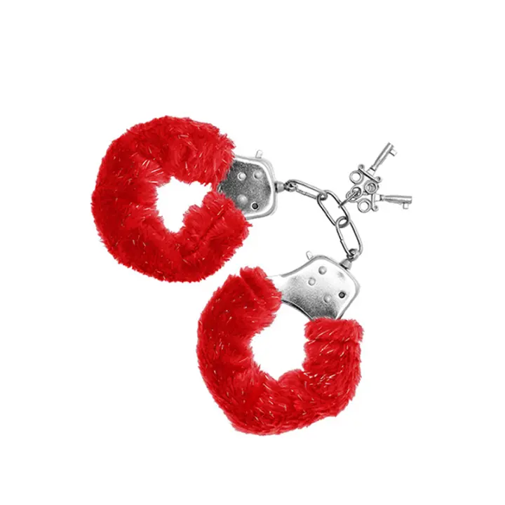 SPLEASURES Furry Cuffs Esposas de peluche  Color Rojo Juguetes Sexuales - 1