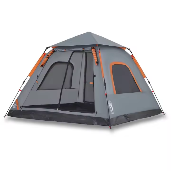 vidaXL Tienda de campaña iglú 5 personas apertura rápida gris/naranja - 1