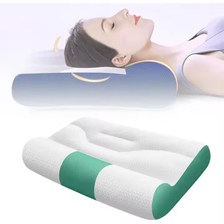 Almohada cervical de plumón de ganso ergonómica y cómoda para dormir (2025), que alivia la fatiga cervical (azul, pequeña) - 1