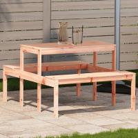 vidaXL Mesa de picnic madera maciza de pino 110x134x75 cm en color Pino natural/Douglas natural/Marrón cera y más | estructura resistente ideal para salón dormitorio o estudio - details 1