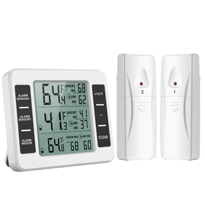 Termómetro De Nevera Inalámbrico Monitor De Temperatura Interior Y Exterior Con Alarma Auditiva Medidor De Temperatura Para Congelador Cocina Hogar - 1