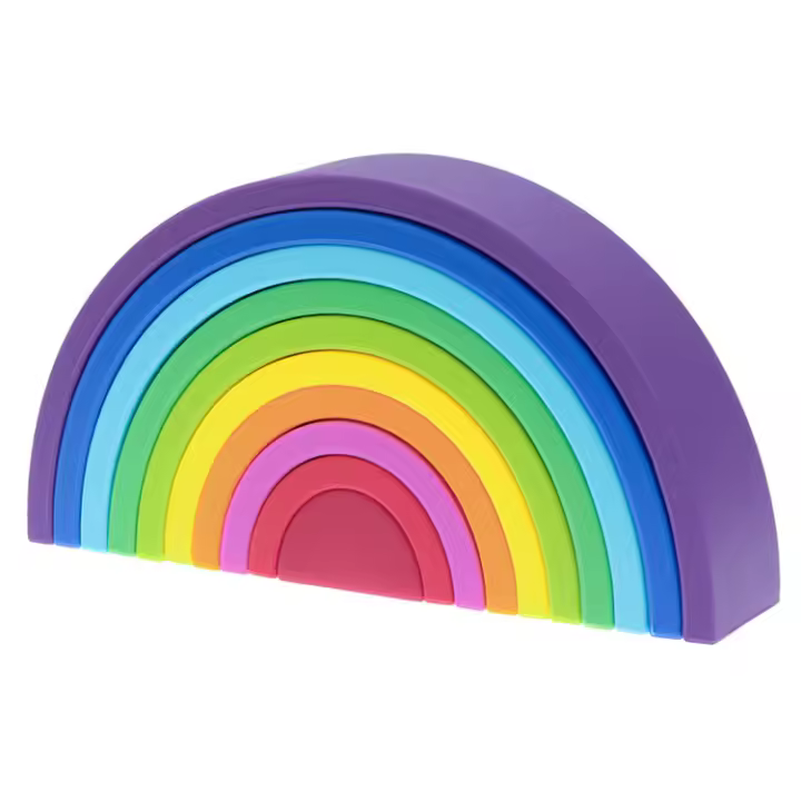 Juego De Bloques De Construcción Para Bebés 10Pcs/set En Forma De Arcoíris De Silicona BPA Libre Juguetes Educativos Montessori Para Masticar Y Aprender - 1