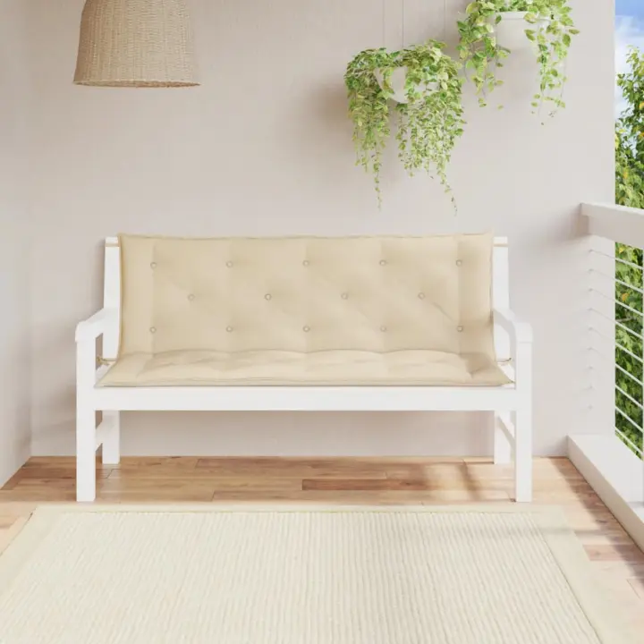 Fundas de Banco de Jardín 2 UDS lienzo Oxford beige 150x50x7 cm - 1