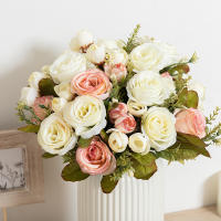 Bouquet De Rosas Artificiales De Seda Para Decoración De Hogar Y Fiestas Falsas Flores Para Vaso Exterior Decoración De Otoño Para Boda Y Holiday - details 3