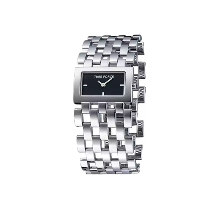 Reloj Time Force señora TF3141L01M analógico esfera negra cuadrada correa tipo brazalete plateada 1-154 - 1